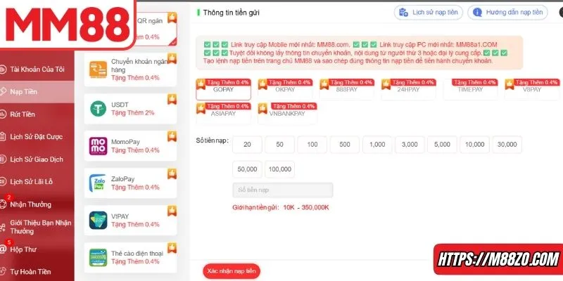 Nạp tiền MM88 bằng mã QR đảm bảo an toàn tuyệt đối